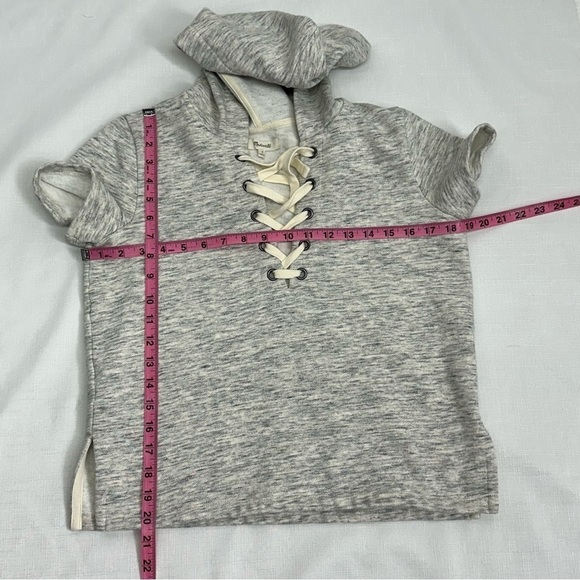Madewell Size Small Gray Lace Up Short Sleeve Sweatshirt - Picture 10 of 10
